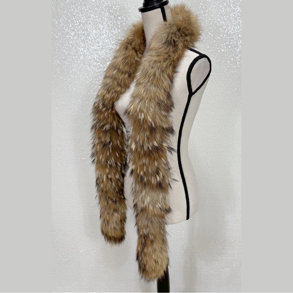 “Christian Dior Genuine Fur Stole Scarf Wrap • Tan/ black Fox Fur Scarf Boa - Picture 5 of 16